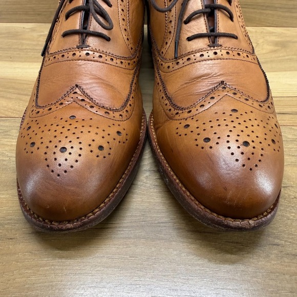 Beckett Simonon Kent Brogue Wingtip Derby Mens 12 Cognac Burnished Leather - Picture 4 of 11